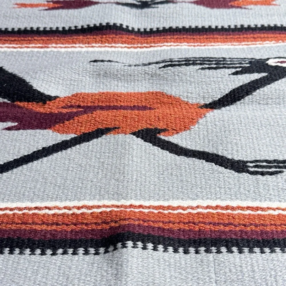 VTG Chimayo Aztec Zapotec Rug Tapestry 100% Wool Hand Woven 32x27